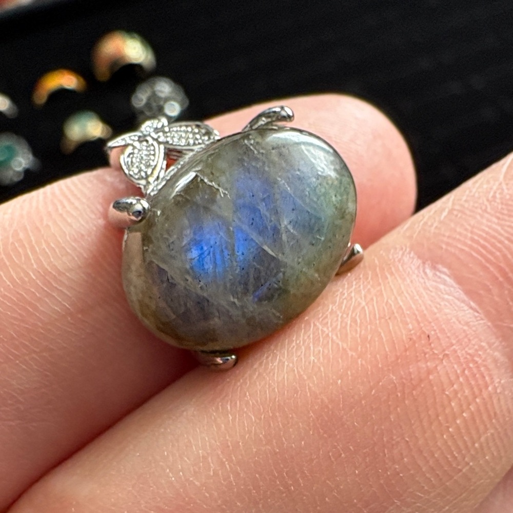 Labradorite Silver Plated Adjustable Ring - image 7